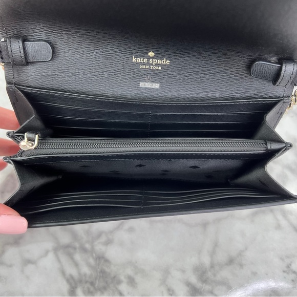 Kate Spade Darcy Houndstooth Chain Wallet Crossbody Clutch In Black Multi - Picture 7 of 8